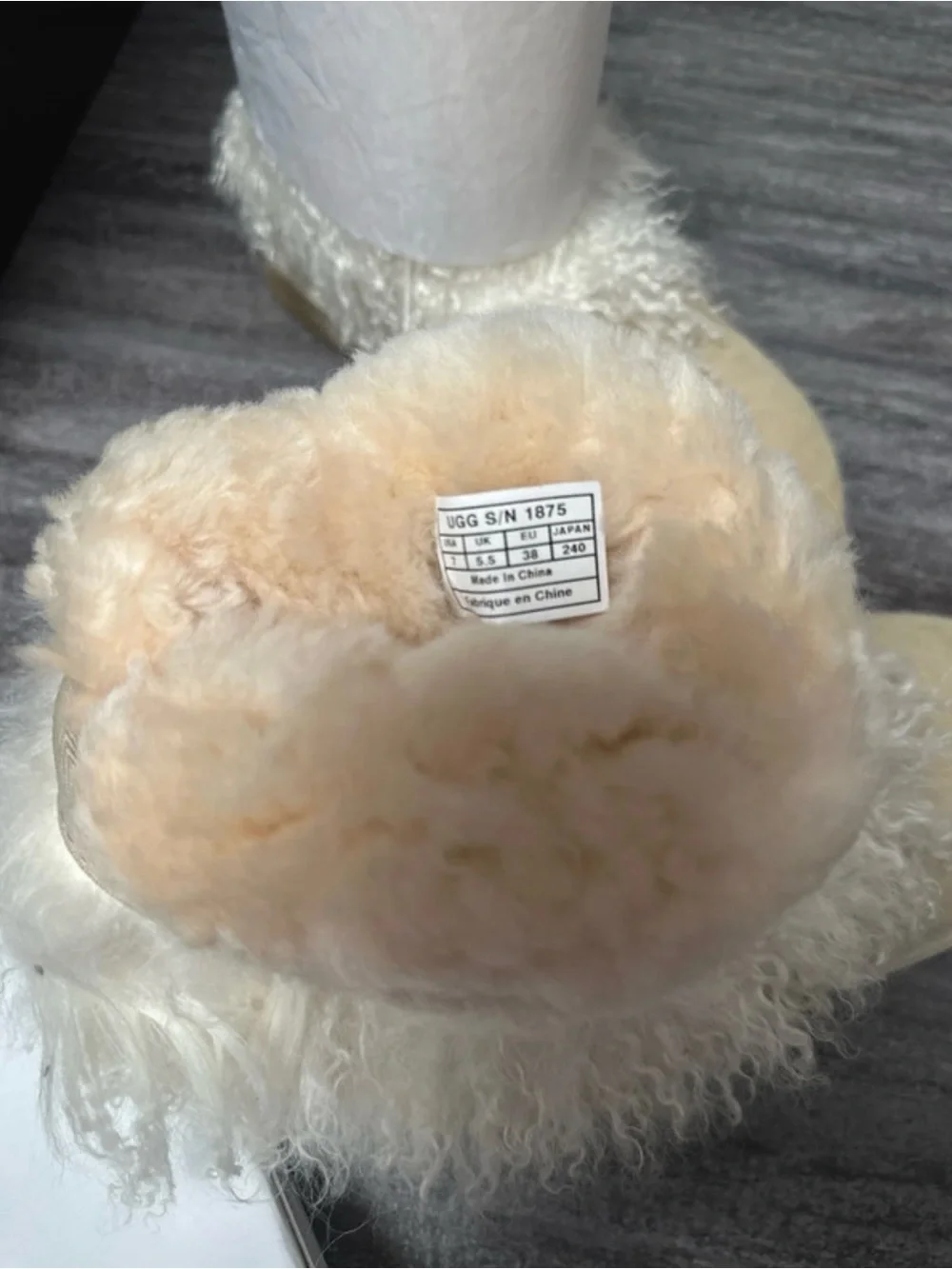 UGG Cream Curly Shearling Mid-Calf Suede Booties